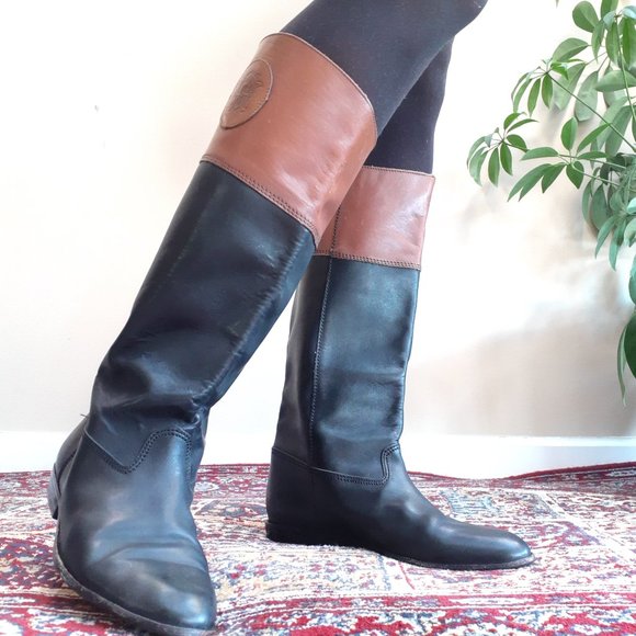 Black Brown Leather Riding Boots | Vintage | 8.5 - Picture 2 of 5